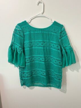 Banana Republic kelly green Ruffle Sleeve Top